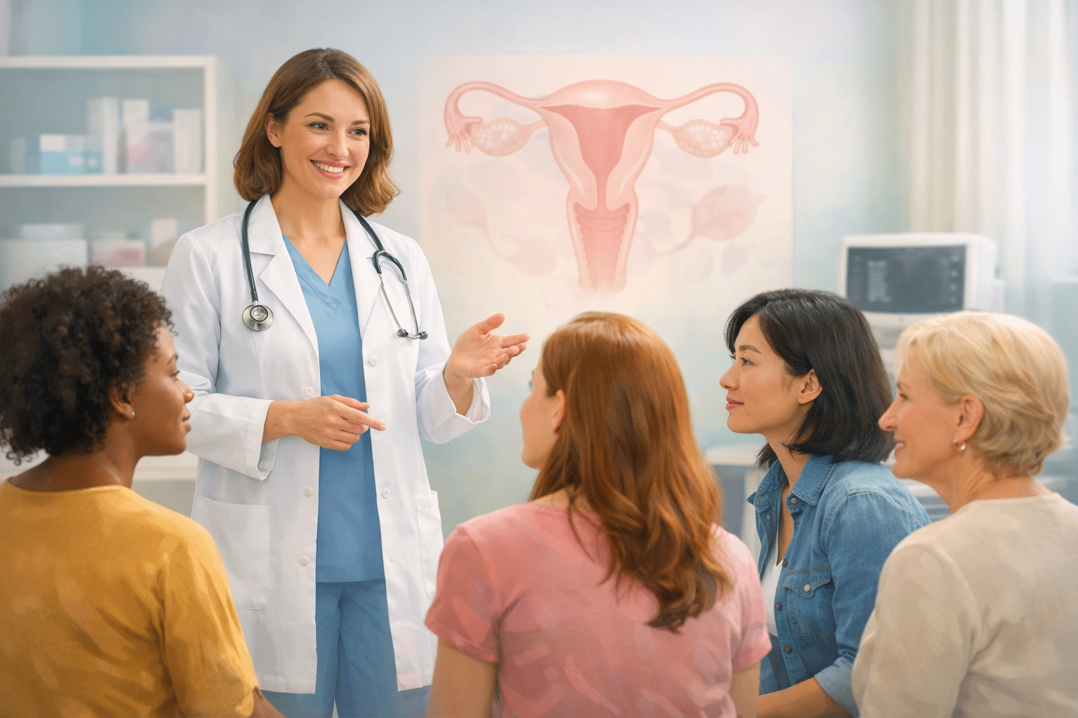 “Common gynecological problems women should not ignore represented by confident healthy women promoting awareness, prevention, and reproductive health.”